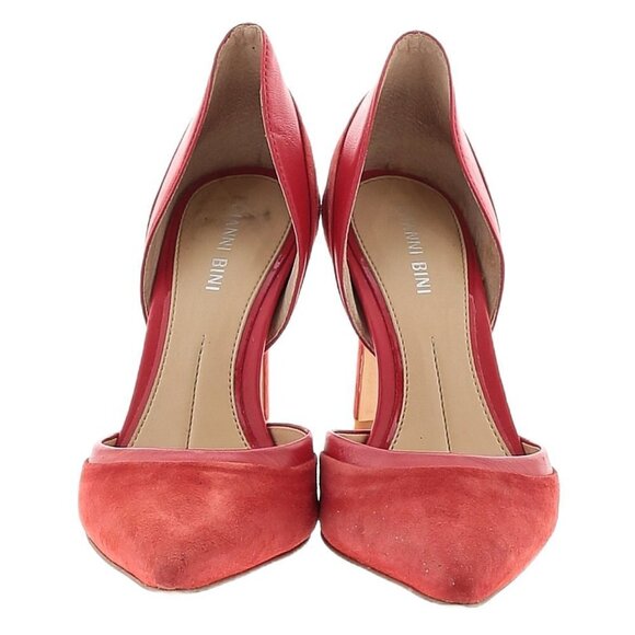Gianni Bini Lenon Red Genuine Leather Suede Pointed Toe High Heels Size 6 - Picture 2 of 12